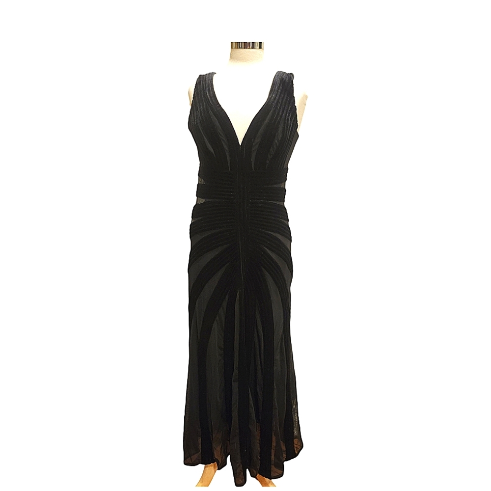 Tadashi Black Velvet Evening Dress